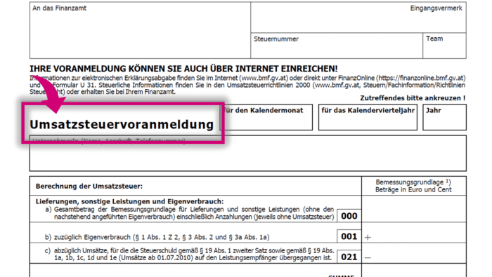 Das UVA-Formular im Detail