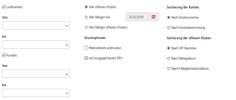 offenen Posten Liste