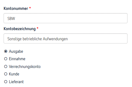 Der Kontenplan in ProSaldo.net