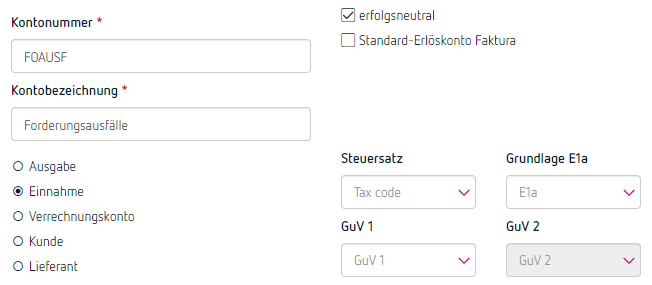 Konto Forderungsausfälle