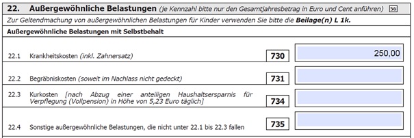 abschnitt auergewhnliche belastungen in der einkommensteuererklrung - Ausergewohnliche Belastungen Beispiele abschnitt auergewhnliche belastungen in der einkommensteuererklrung - Ausergewohnliche Belastungen Beispiele